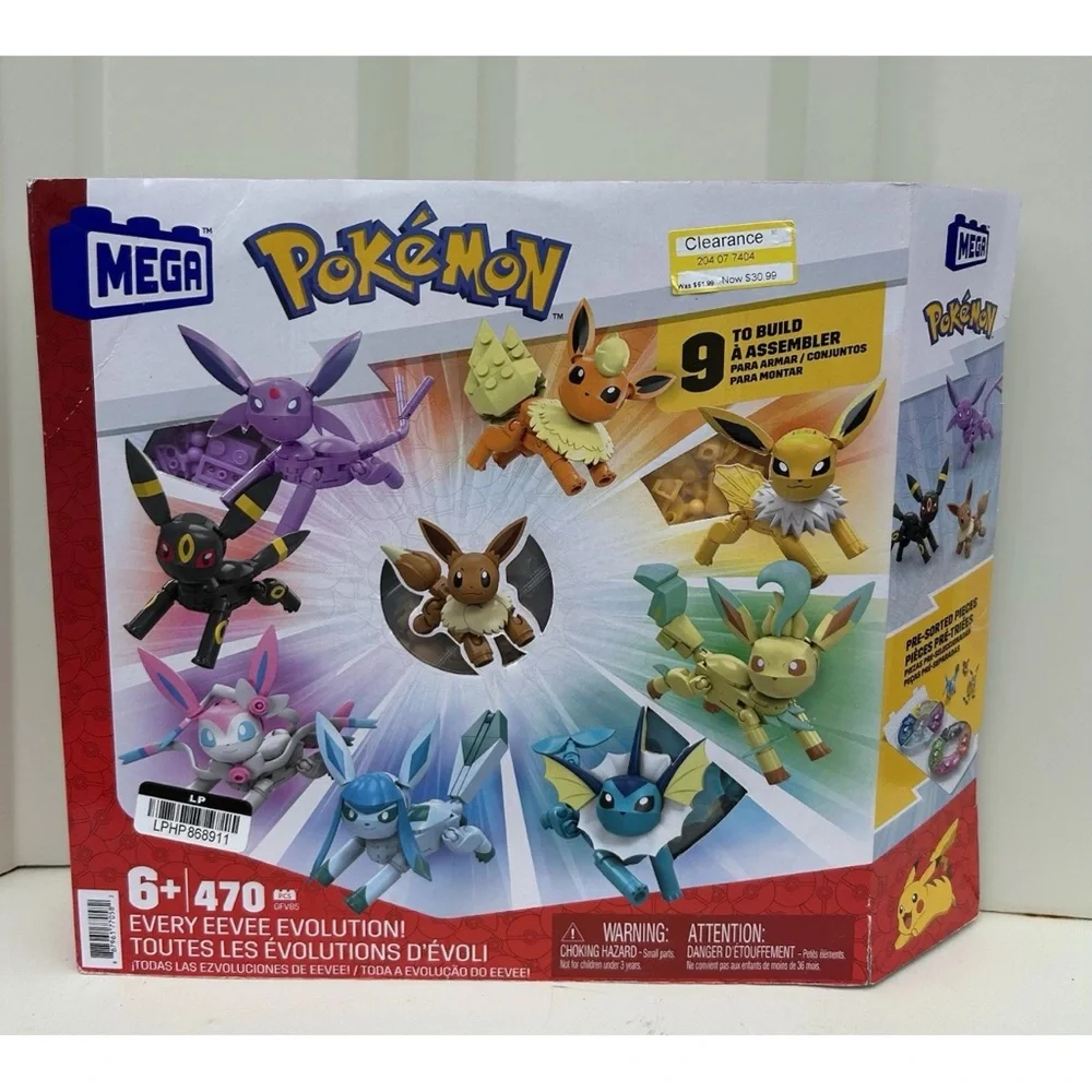 Mega Pokemon Every Eevee Evolution! 9 Figure Building Set - 470 Pieces BRAND NEW
